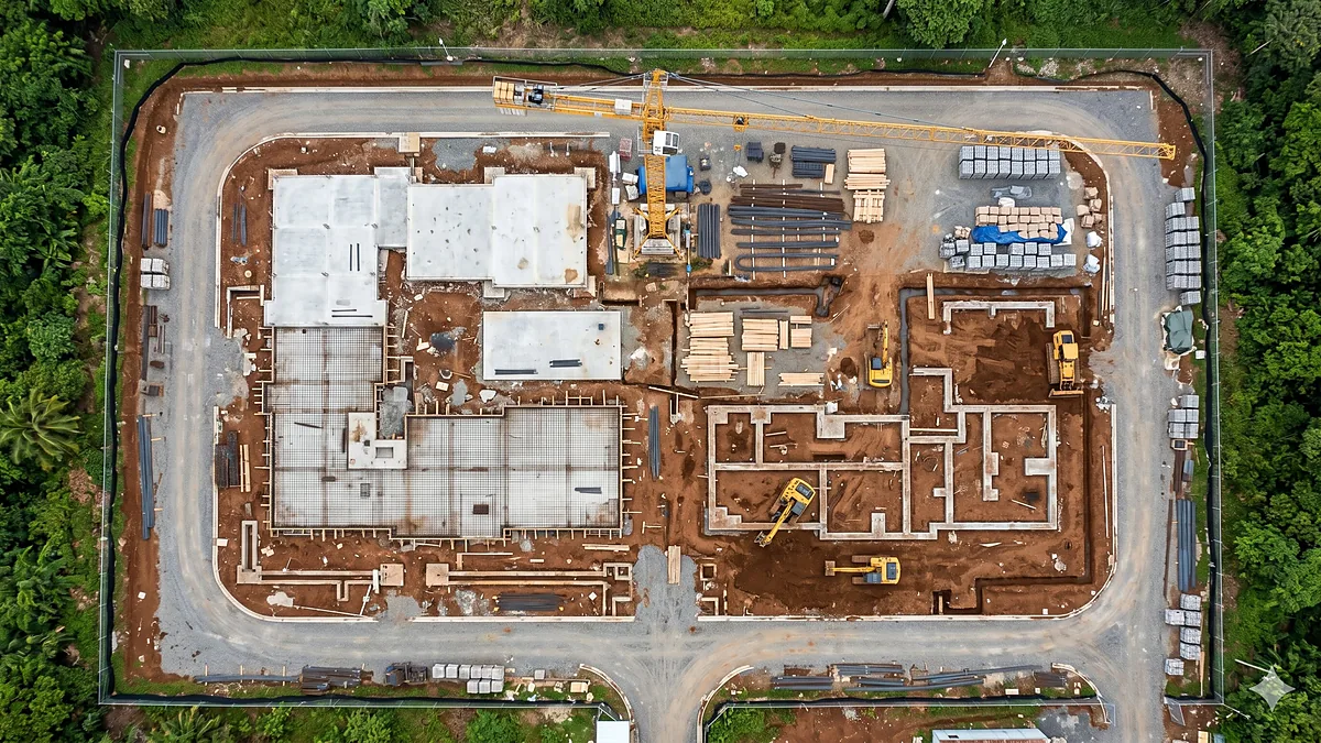 Fotogrametría de un terreno en Panamá, vista cenital con medición sobre la imagen.